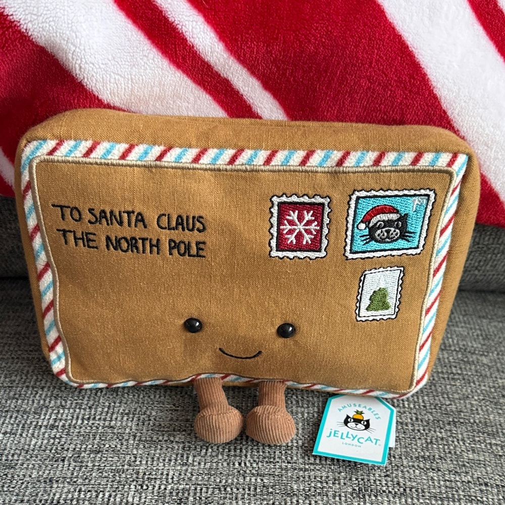 Jellycat Amuseables Letter to Santa with Festive Stamps. NWT
